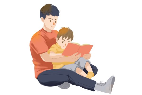 男孩起名字好寓意的名字寶爸抱著男寶寶看書